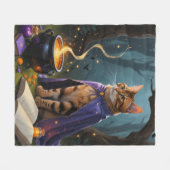 Couverture Polaire Bengale Chat Whimsical Halloween Peinture (Devant (Horizontal))