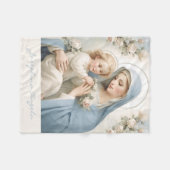 Couverture Polaire Béni Marie Jésus Floral Religieux (Devant (Horizontal))