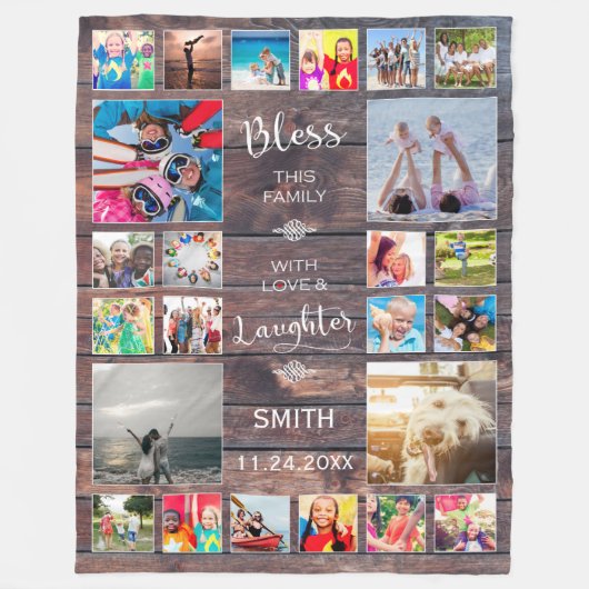 Couverture Polaire Bénissez cette famille avec amour 24 Photo Collage (Devant)