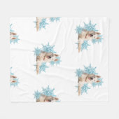 Couverture Polaire Berger allemand blanc posé dans les flocons de nei (Devant (Horizontal))