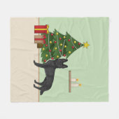 Couverture Polaire Berger Allemand Noir Et Arbre De Noël Festif (Devant (Horizontal))