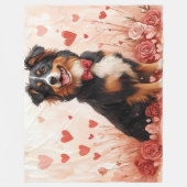 Couverture Polaire Berger Australien avec des roses - Saint-Valentin  (Devant)