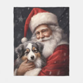 Couverture Polaire Berger australien avec Noël du Père Noël (Devant)