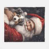 Couverture Polaire Berger australien avec Noël du Père Noël (Devant (Horizontal))