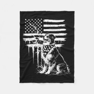 Couverture Polaire berger australien drapeau américain 4 juillet usa