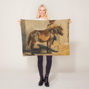 Couverture Polaire Berger avec un cheval (Art Equin)