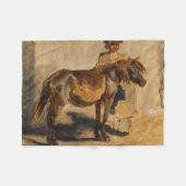 Couverture Polaire Berger avec un cheval (Art Equin) (Devant (Horizontal))