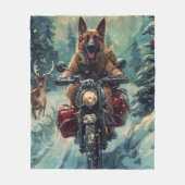 Couverture Polaire Berger belge Chien à cheval Moto Noël (Devant)