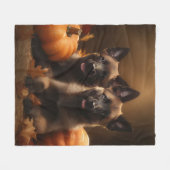 Couverture Polaire Berger belge Chiot Automne Citrouille de plaisir (Devant (Horizontal))