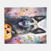 Couverture Polaire Berger Belge D'Halloween Avec Peur Citrouille (Devant (Horizontal))