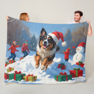 Couverture Polaire Berger belge Scène de neige festive de Noël