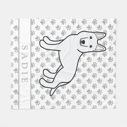 Couverture Polaire Berger blanc Berger allemand blanc & Nom personnal (Devant (Horizontal))