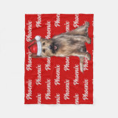 Couverture Polaire Berger Picard sur rouge avec nom Chien de Noël (Devant)