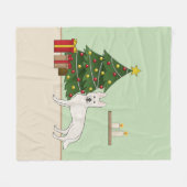 Couverture Polaire Berger suisse blanc Arbre de Noël GSD blanc (Devant (Horizontal))