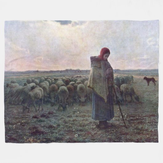 Couverture Polaire Bergère avec son troupeau, Jean-François Millet (Devant (Horizontal))