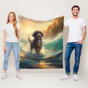 Couverture Polaire Bernedoodle Beach Surf Peinture