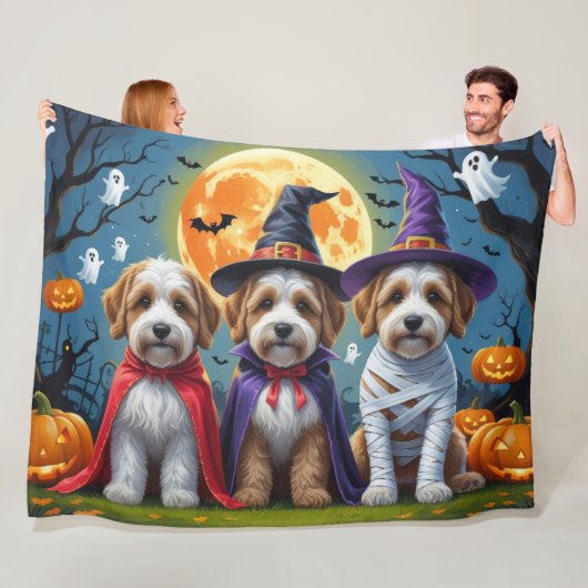 Couverture Polaire Bernedoodle Chiens Citrouille Halloween Funny (En situation)