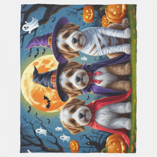 Couverture Polaire Bernedoodle Chiens Citrouille Halloween Funny (Devant)