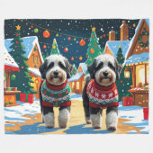 Couverture Polaire Bernedoodle Dogs Christmas Snow Holiday (Devant (Horizontal))