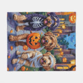 Couverture Polaire Bernedoodle Dogs Trick or Treating in Halloween Co (Devant (Horizontal))