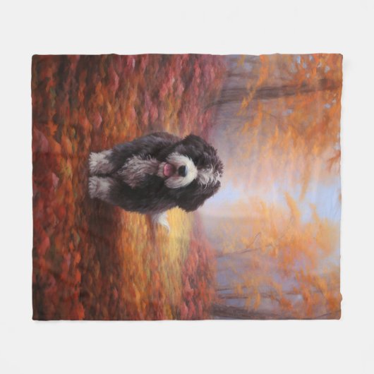 Couverture Polaire Bernedoodle en automne Leaves automne Inspire (Devant (Horizontal))