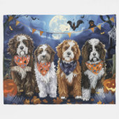 Couverture Polaire Bernedoodle Halloween Épouvante (Devant (Horizontal))