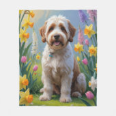 Couverture Polaire Bernedoodle Printemps Fleurs Peinture (Devant)