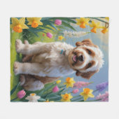 Couverture Polaire Bernedoodle Printemps Fleurs Peinture (Devant (Horizontal))