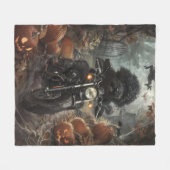 Couverture Polaire Bernedoodle Riding Moto Halloween effrayant (Devant (Horizontal))