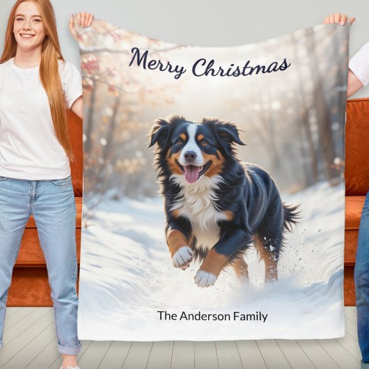 Couverture Polaire Bernese Mountain Dog Jeu de Noël personnalisé