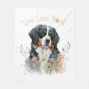 Couverture Polaire Bernese Mountain Dog Mom Floral