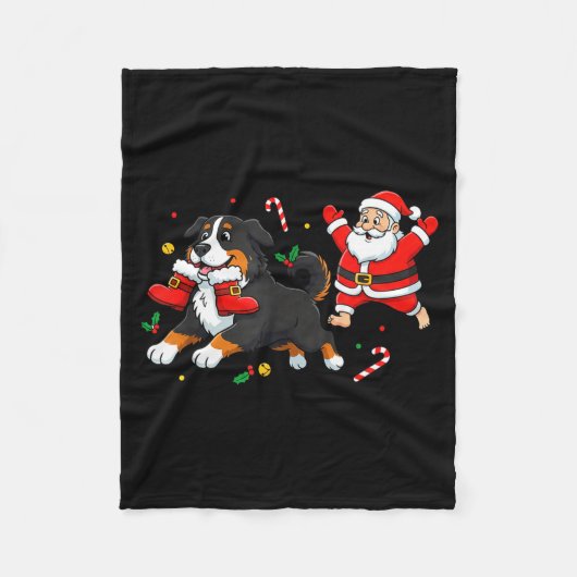 Couverture Polaire Bernese Mountain Dog Santa Claus Boots Christmas W (Devant)