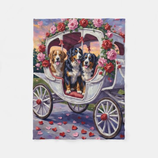 Couverture Polaire Bernese Mountain Dog Valentine's Day (Devant)
