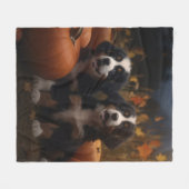 Couverture Polaire Bernois Montagne Chiot Automne Citrouille (Devant (Horizontal))