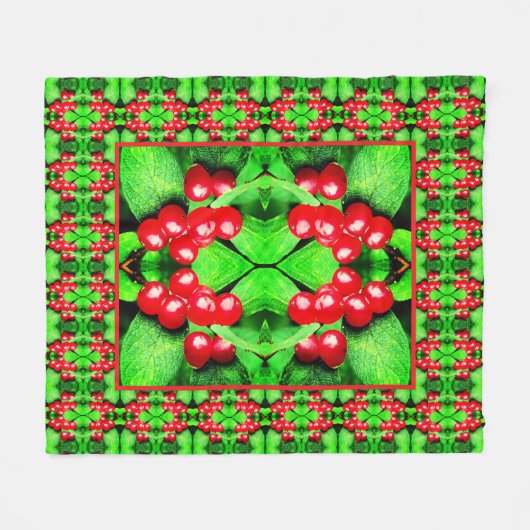 Couverture Polaire Berries rouges avec Raindrops Abstrait Motif de la (Devant (Horizontal))
