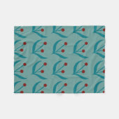Couverture Polaire Berries turquoises et Feuilles (Devant (Horizontal))