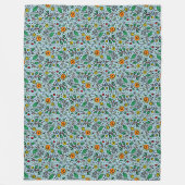 Couverture Polaire Berry Motif à fleurs orange Swirl Turquoise - (Devant)