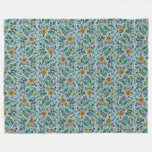 Couverture Polaire Berry Motif à fleurs orange Swirl Turquoise - (Devant (Horizontal))