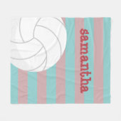 Couverture Polaire Berry Red et Aqua Giant Volleyball rayé (Devant (Horizontal))