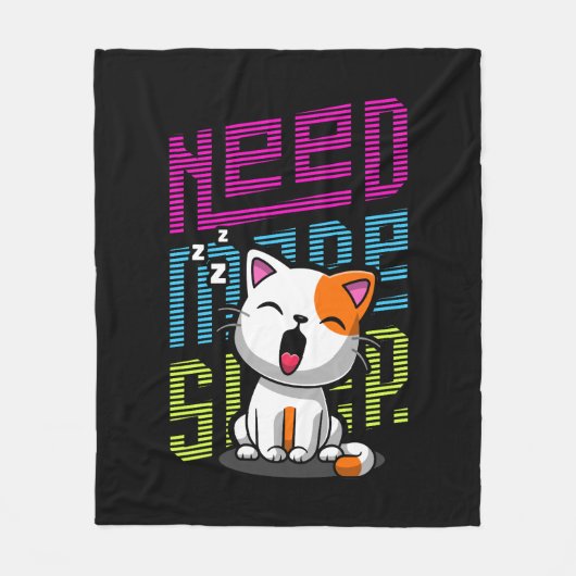 Couverture Polaire Besoin de plus de sommeil | Funny Cat expression d (Devant)