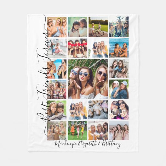 Couverture Polaire BEST AMIS FOREVER 21 Photo Collage Script (Devant)