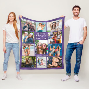 Couverture Polaire BEST AMIS FOREVER Photo Collage Purple Ombre