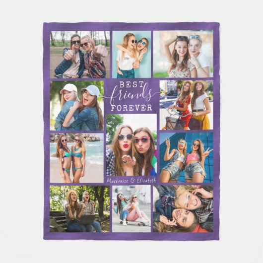 Couverture Polaire BEST AMIS FOREVER Photo Collage Purple Ombre (Devant)