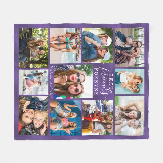 Couverture Polaire BEST AMIS FOREVER Photo Collage Purple Ombre (Devant (Horizontal))