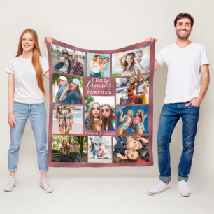 Couverture Polaire BEST AMIS FOREVER Photo Collage Rose Gold Ombre
