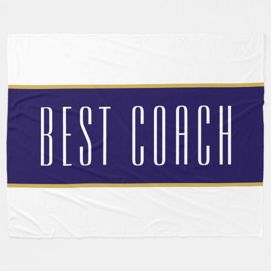 Couverture Polaire BEST COACH Modern Text Navy Blue White Stripes (Devant (Horizontal))