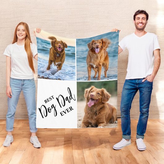 Couverture Polaire Best Dog Dad Ever Dog Lover Photo Collage Pet