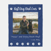 Couverture Polaire Best Dog Dad Paws Blue Pet Photo (Devant)