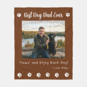 Couverture Polaire Best Dog Dad Paws Brown Pet Photo (Devant)