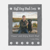 Couverture Polaire Best Dog Dad Paws Gray Pet Photo (Devant)